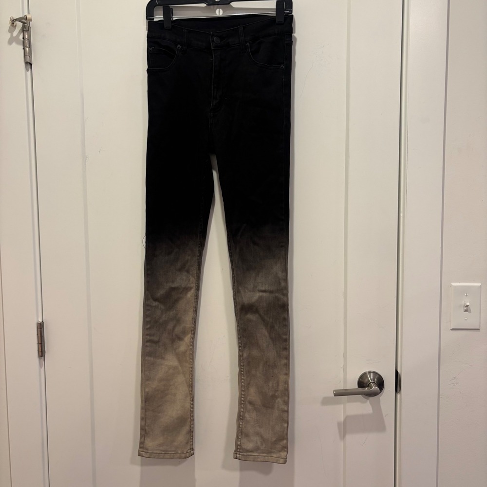 Cheap Monday Second Skin Faded Black Ombre Dip Dye Skinny Jeans 28/32